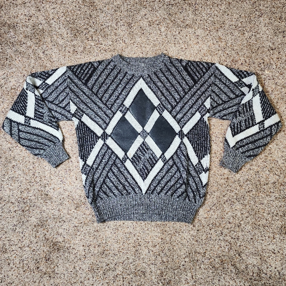 Alvin Josef Men's Geometric Pattern Gray Sweater Size Large
